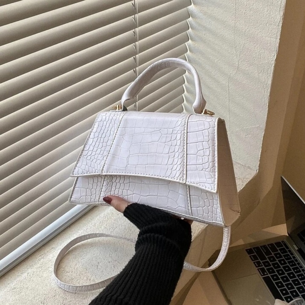 ASOS White Croc-Embossed Crossbody Bag
